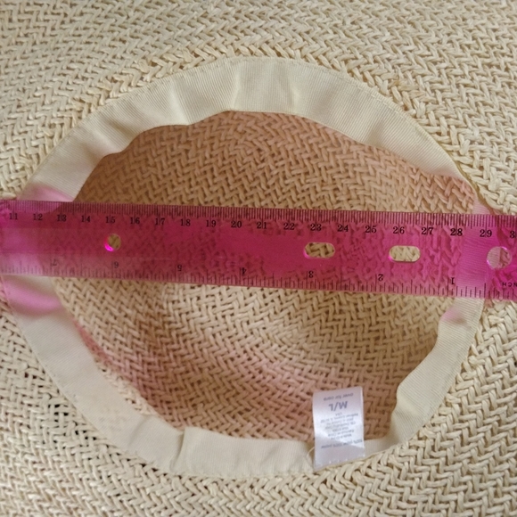 Claire's Straw Beach Hat w/ Large Pink Rose Pin EUC - Picture 7 of 9